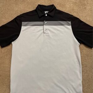 FootJoy Men's Golf Polo Size Medium Color block Black and White Performance